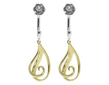 0.2ct Round Cut VVS1 Diamond Stylish Filigree Dangle Earrings 14k Dual Gold Over