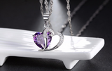 1ct Heart Cut Purple Amethyst Pendant Heart Shape 14k White Gold Finish NO CHAIN