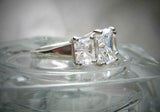 Trilogy Solitaire Engagement Ring 2.5ct Radiant Cut Diamond 14k WhiteGold Finish