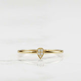 Dainty Minimalist Engagement Ring 0.15ct Round Cut Diamond 14k YellowGold Finish