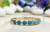 1.2ct Wedding Band Round Cut Blue Turquoise Half Eternity 14k Yellow Gold Finish