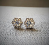 2Ct Round Cut Diamond Vintage Milgrain Stud Earrings Women 14K White Gold Finish