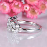 2ct Marquise Cut Diamond Engagement Ring Floral Leaf Cluster 14k White Gold Over