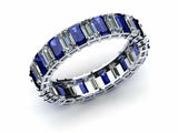 2ct Emerald Cut Blue Sapphire Eternity Wedding Band Ring 14k White Gold Finish