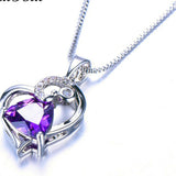 1.3ct Trillion Purple Amethyst Pendant Heart Shape 14k White Gold Over NO CHAIN