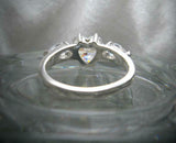 Pear Accents Trilogy Engagement Ring 2ct Heart Cut Diamond 14k White Gold Finish