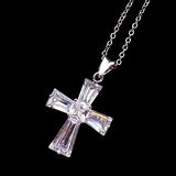 5ct Princess Emerald Diamond Cross Jesus Christ Pendant 14k White Gold Finish