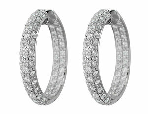 5ct Round Cut Diamond Inside Out Iced Filigree Hoop Earring 14k White Gold Over