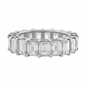 6Ct Emerald Cut VVS1/D Diamond Full Eternity Wedding Band 14K White Gold Finish