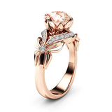 2ct Round Cut Peach Morganite Engagement Ring 14k Rose Gold Finish Unique Design