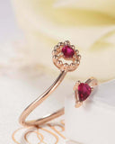 1ct Pear Cut Pink Ruby Two Stone Open Bypass Engagement Ring 14k RoseGold Finish