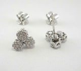 1.5ct Round Cut VVS1D Diamond Floral Cluster Stud Earrings 14k White Gold Finish