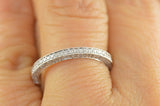 3Ct Round Cut DVVS1 Diamond Milgrain Iced Wedding Band 14K White Gold Finish