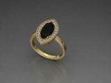 1.7ct Marquise Cut Black Diamond Engagement Ring Halo 14k Yellow Gold Finish