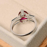 1.65ct Engagement Ring Heart Cut Pink Ruby Trilogy 14k White Gold Finish