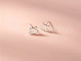 0.1ct Round Cut Moissanite Cat Kitten Stud Earrings Women 14k Yellow Gold Plated