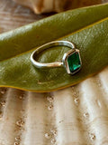 2ct Engagement Ring Green Emerald Cut Solitaire Bridal Set 14k White Gold Finish