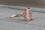 1ct Cushion Cut Peach Morganite Filigree Engagement Ring 18k Rose Gold Finish