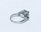 1.2ct Princess Cut Diamond Engagement Ring Trillion Accent 14k White Gold Finish