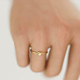 Dainty Minimalist Engagement Ring 0.09ct Round Cut Diamond 10k YellowGold Finish