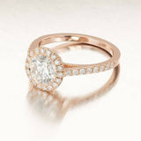 1.6ct Round Cut Diamond Solitaire with Accents Halo Ring 14k Rose Gold Finish