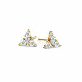 1ct Stud Earrings Round Cut Diamond Floral Petite Design 14k Yellow Gold Finish