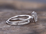 2ct Heart Cut Diamond Bridal Wedding Set Engagement Ring 14k White Gold Finish