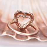 1ct Heart Cut Peach Morganite Halo Solitaire Engagement Ring 14k RoseGold Finish