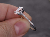 0.9ct Oval Cut Diamond Engagement Ring Accent with Solitaire 14k White Gold Over