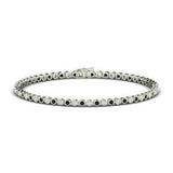 10Ct Round Cut Black White Diamond Bezel Set Tennis Bracelet 14K White Gold Over