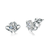 0.5ct Round Cut VVS1 Diamond Unique Design Stud Earrings 14k White Gold Finish