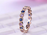 2ct Round Cut Blue Sapphire Alternate Amethyst Eternity Band 14k Rose Gold Over