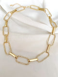 1.2ct Round Cut Moissanite Paperclip Chain Link Bracelet 14k Yellow Gold Plated