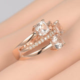 2ct Cushion Cut Peach Morganite Split Shank Engagement Ring 14k Rose Gold Finish