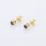 0.45ct Stud Earrings Round Cut Blue Sapphire Solitaire 14k Yellow Gold Finish