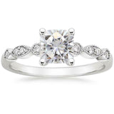 3ct Cushion Diamond Engagement Ring 14k White Gold Over Vintage Accent Solitaire