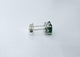 1ct Stud Earrings Oval Cut Green Emerald Solitaire Women 14k White Gold Finish