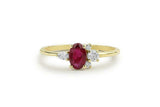 0.85ct Oval Cut Pink Ruby Diamond Petite Minimalist Ring 14k Yellow Gold Finish