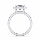 2ct Cushion Cut Diamond Engagement Ring Halo Split Shank 14k White Gold Finish