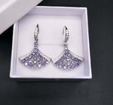 2.7ct Drop Earrings Round Cut Blue Tanzanite Chandelier 14k White Gold Finish