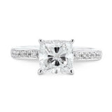 2.5Ct Princess Cut Diamond Accents Solitaire Engagement Ring 18K White Gold Over