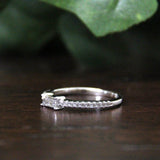 Solitaire Engagement Band Ring 0.5ct Baguette Cut Diamond 14k White Gold Finish