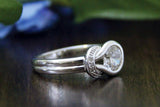 Knot Engagement Ring 0.8ct Round Brilliant Cut Diamond 14k White Gold Finish