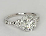 3Ct Round Cut Diamond Milgrain Vintage Halo Engagement Ring 14K White Gold Over