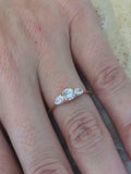 1.5ct Round Cut Diamond Engagement Ring Pear Accent Trilogy 14k Rose Gold Finish