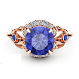 2ct Round Cut Blue Sapphire Engagement Ring 14k Rose Gold Finish Antique Vintage