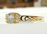 2ct Engagement Ring Oval Cut Blue Aquamarine Filigree Shank 14k Yellow Gold Over