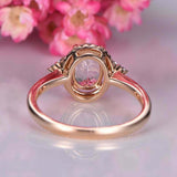 2.1ct Oval Cut Peach Morganite Diamond Halo Solitaire Ring 14k Rose Gold Finish