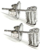 1.32ct Emerald Cut VVS1D Diamond Solitaire Stud Earrings 14k White Gold Finish