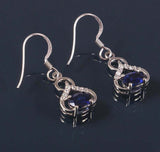 2ct Drop Earrings Oval Cut Blue Sapphire Stylish Partywear 14k White Gold Finish